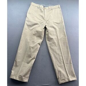 All American Khakis Pants Mens 38x32 Khaki Chino Straight Leg Dress Pleated Cuff